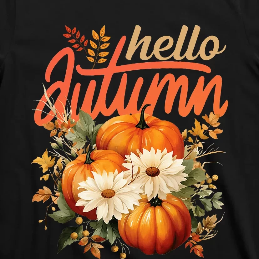 Cute Hello Autumn Season Thanksgiving And Fall Festivities T-Shirt