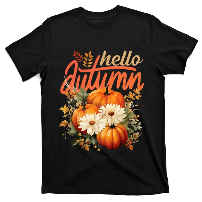 Cute Hello Autumn Season Thanksgiving And Fall Festivities T-Shirt