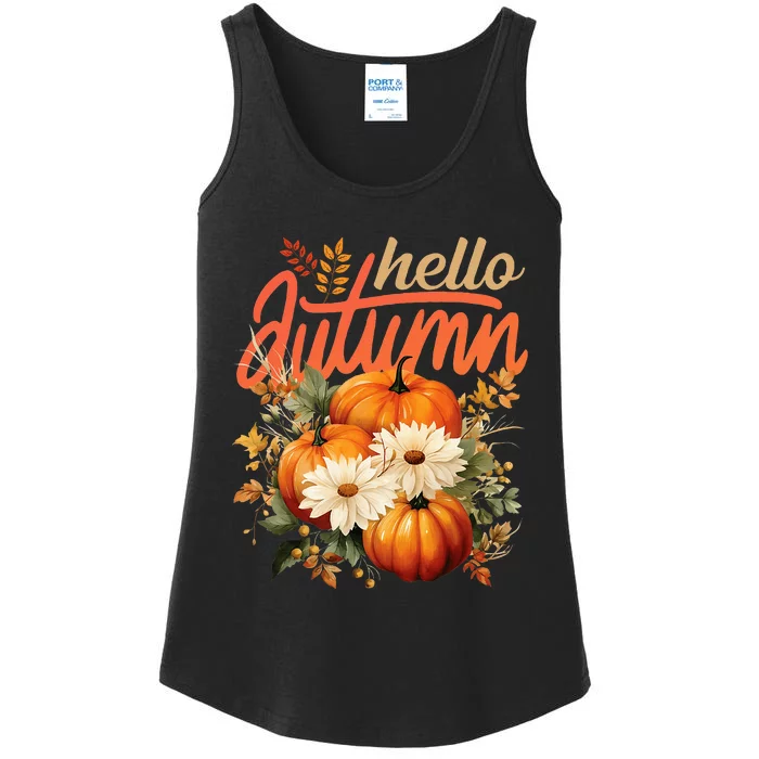 Cute Hello Autumn Season Thanksgiving And Fall Festivities Ladies Essential Tank