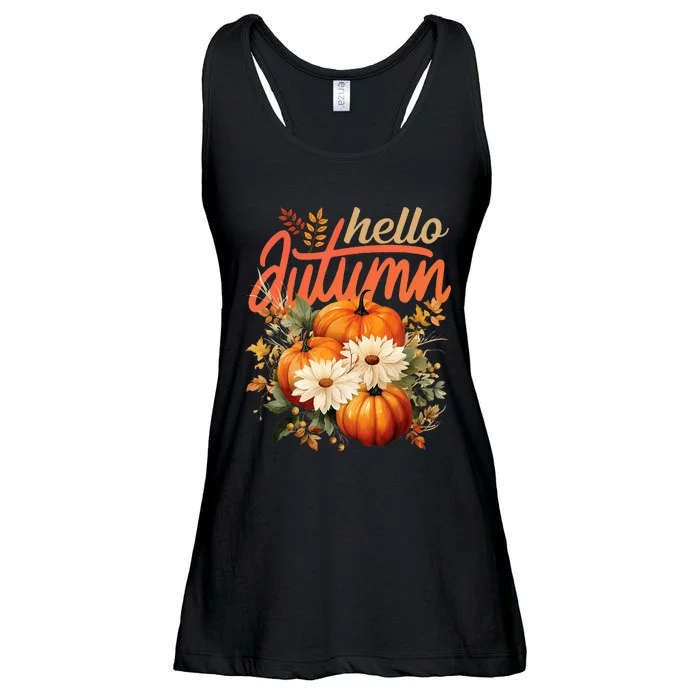 Cute Hello Autumn Season Thanksgiving And Fall Festivities Ladies Essential Flowy Tank