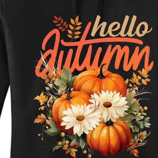 Cute Hello Autumn Season Thanksgiving And Fall Festivities Women's Pullover Hoodie