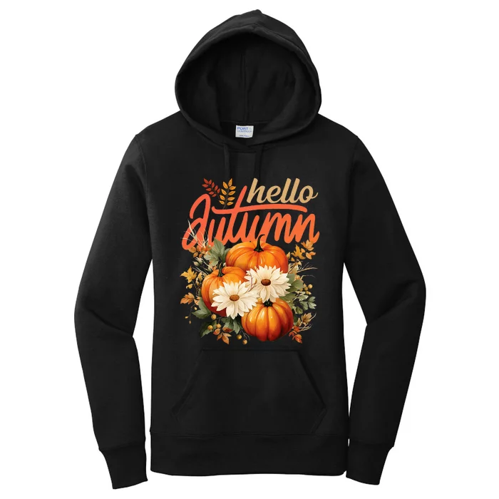 Cute Hello Autumn Season Thanksgiving And Fall Festivities Women's Pullover Hoodie