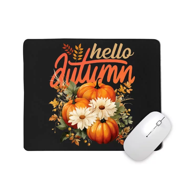 Cute Hello Autumn Season Thanksgiving And Fall Festivities Mousepad