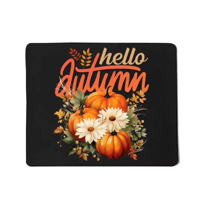 Cute Hello Autumn Season Thanksgiving And Fall Festivities Mousepad