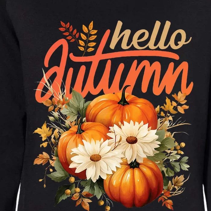 Cute Hello Autumn Season Thanksgiving And Fall Festivities Womens California Wash Sweatshirt