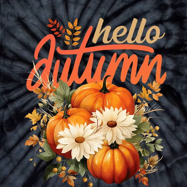 Cute Hello Autumn Season Thanksgiving And Fall Festivities Tie-Dye T-Shirt