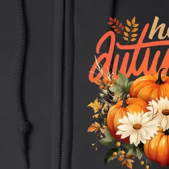 Cute Hello Autumn Season Thanksgiving And Fall Festivities Full Zip Hoodie