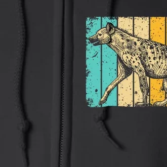 Cool Hyena Africa Animal Zookeeper Retro Hyena Full Zip Hoodie