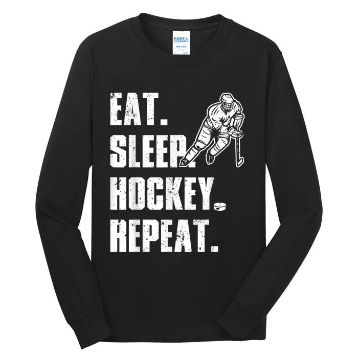 Cool Hockey Art For Men Women Ice Hockey Lover Goalie Player Tall Long Sleeve T-Shirt