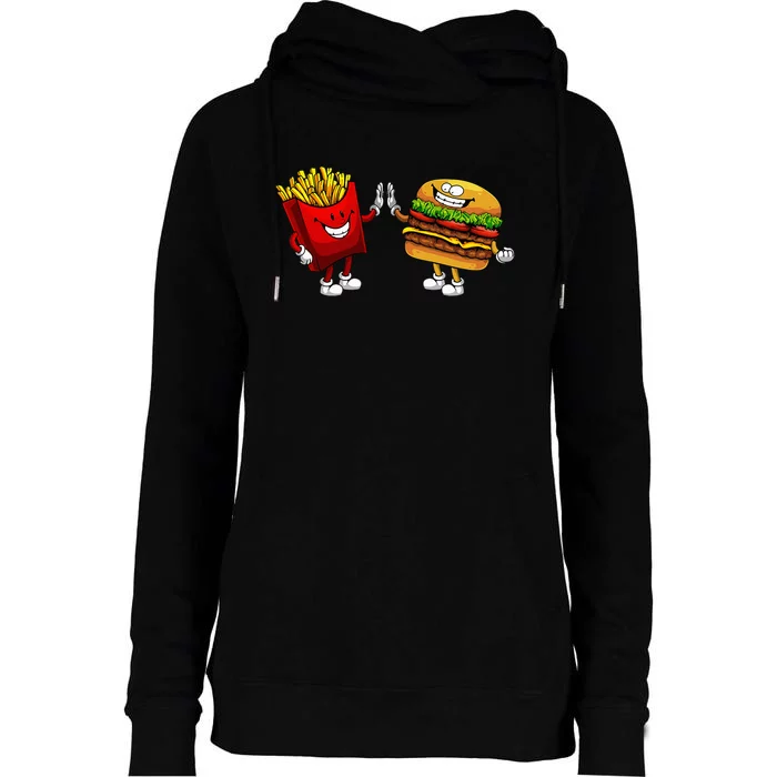 Cute Hamburger Art  Hamburger French Womens Funnel Neck Pullover Hood