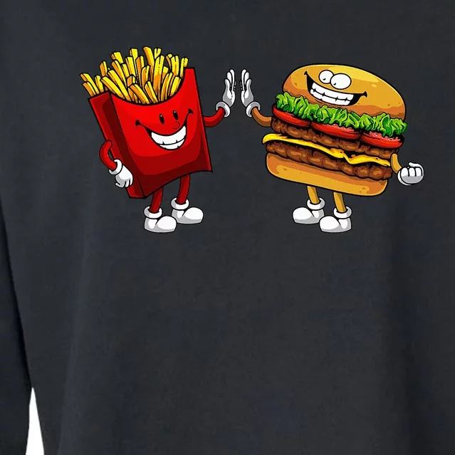 Cute Hamburger Art  Hamburger French Cropped Pullover Crew