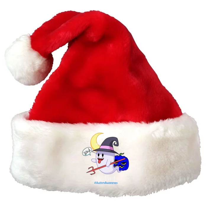 Cute Halloween Autism Awareness Spooky Ghost Pumpkin Bekind Premium Christmas Santa Hat