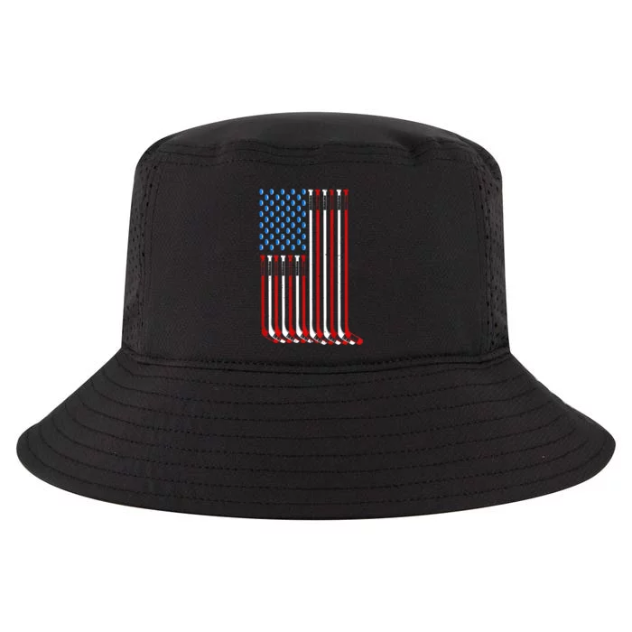 Cool Hockey Art For Men Women American Flag Hockey Goalie Cool Comfort Performance Bucket Hat