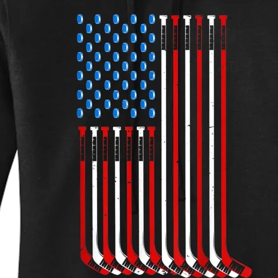 Cool Hockey Art For Men Women American Flag Hockey Goalie Women's Pullover Hoodie