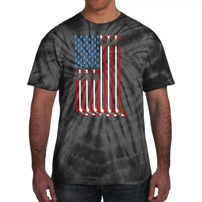 Cool Hockey Art For Men Women American Flag Hockey Goalie Tie-Dye T-Shirt