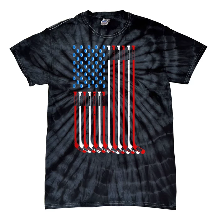 Cool Hockey Art For Men Women American Flag Hockey Goalie Tie-Dye T-Shirt