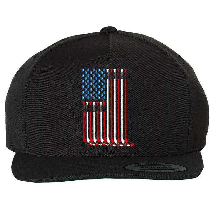 Cool Hockey Art For Men Women American Flag Hockey Goalie Wool Snapback Cap