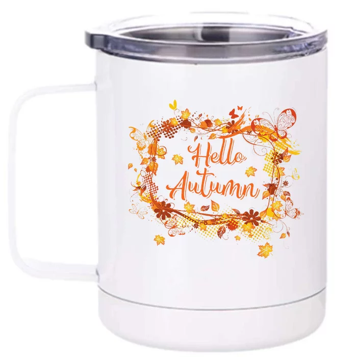 Cute Hello Autumn Season Thanksgiving And Fall Color Lovers Front & Back 12oz Stainless Steel Tumbler Cup