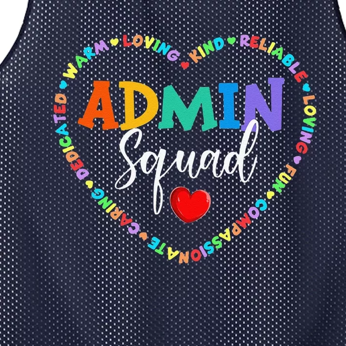 Cute Heart Admin Squad Funny First Day Of School Mesh Reversible Basketball Jersey Tank