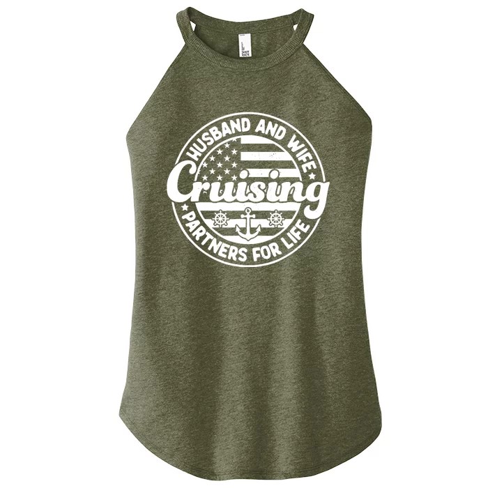 Cruising Husband And Wife Cruise Partners For Life Matching Women’s Perfect Tri Rocker Tank