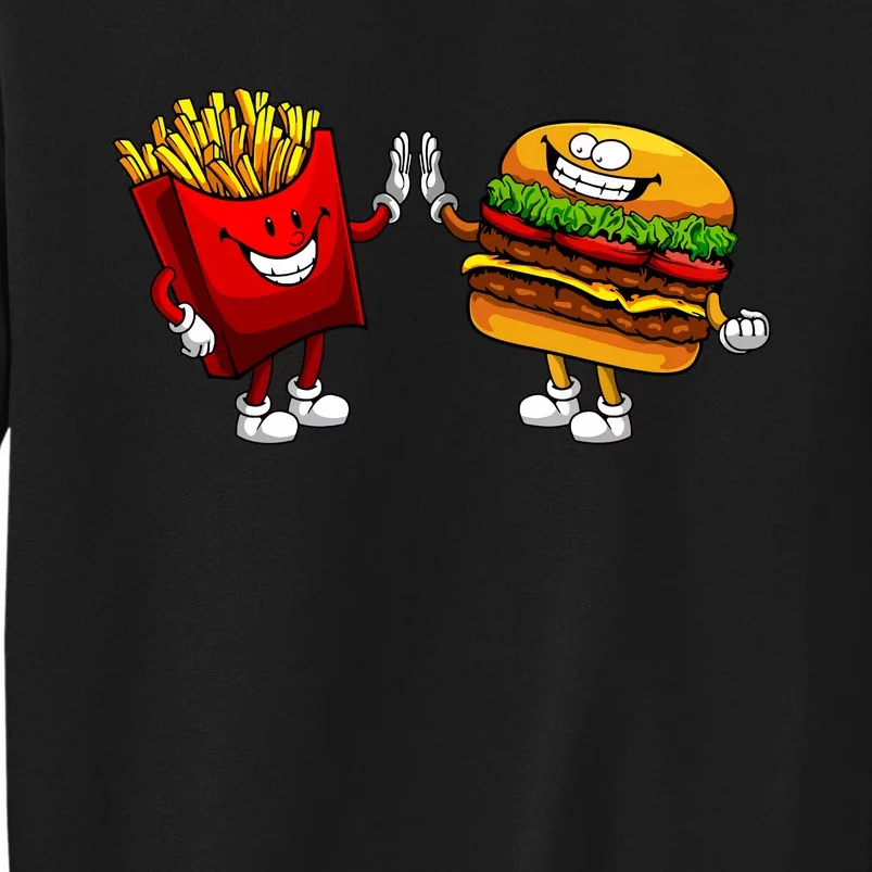 Cute Hamburger Art Women Hamburger French Fries Lovers Tall Sweatshirt