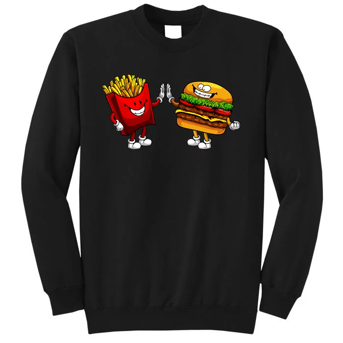 Cute Hamburger Art Women Hamburger French Fries Lovers Tall Sweatshirt