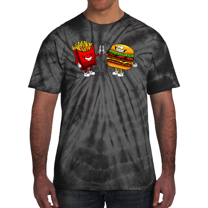 Cute Hamburger Art Women Hamburger French Fries Lovers Tie-Dye T-Shirt