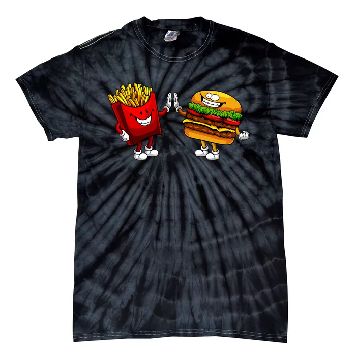 Cute Hamburger Art Women Hamburger French Fries Lovers Tie-Dye T-Shirt