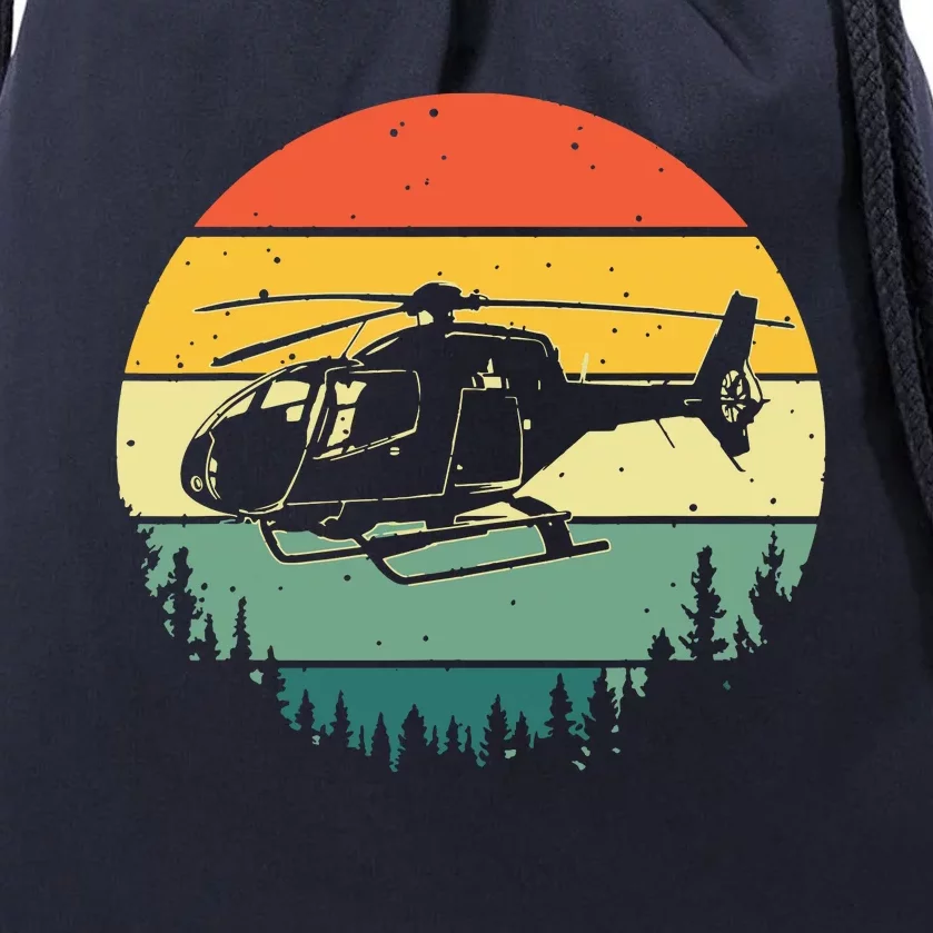 Cute Helicopter Art For Men Women Aviator Helicopter Pilot Drawstring Bag