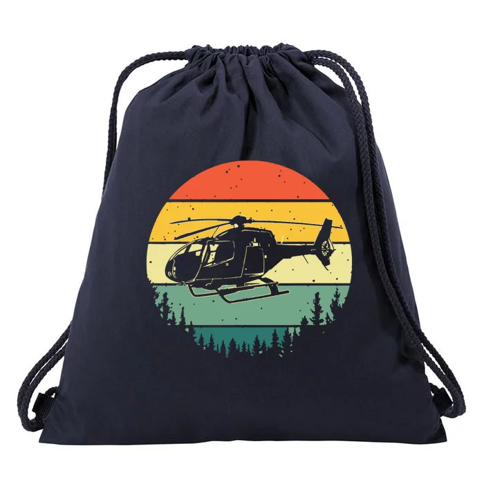 Cute Helicopter Art For Men Women Aviator Helicopter Pilot Drawstring Bag