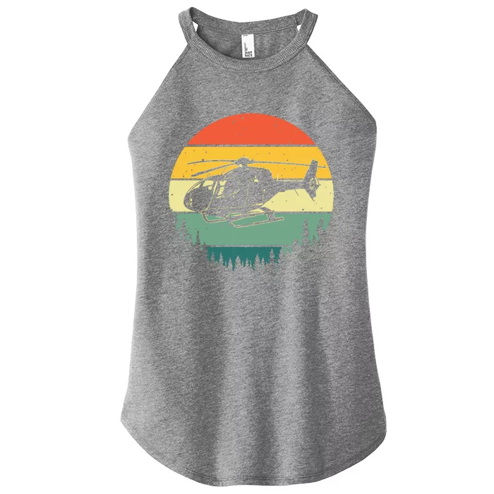 Cute Helicopter Art For Men Women Aviator Helicopter Pilot Women’s Perfect Tri Rocker Tank