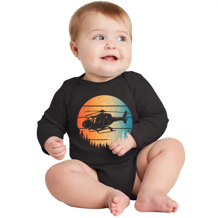 Cute Helicopter Art Aviator Helicopter Pilot Baby Long Sleeve Bodysuit