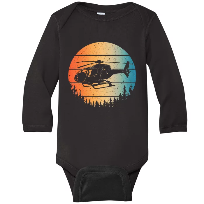 Cute Helicopter Art Aviator Helicopter Pilot Baby Long Sleeve Bodysuit