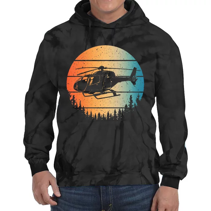 Cute Helicopter Art Aviator Helicopter Pilot Tie Dye Hoodie