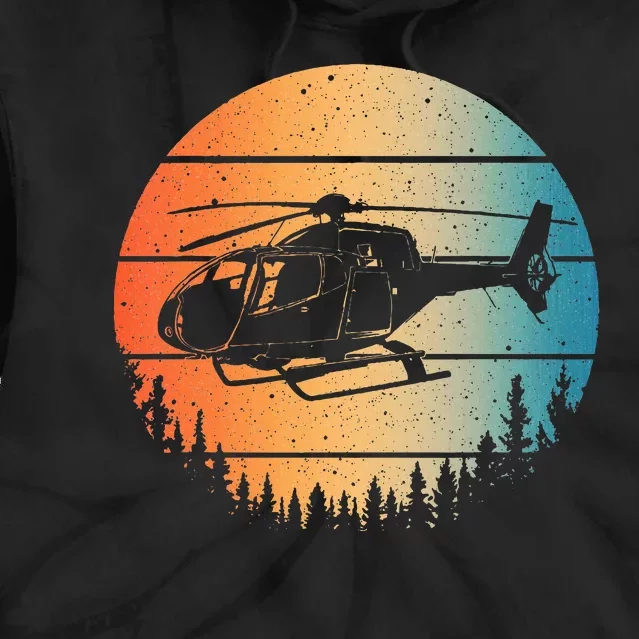 Cute Helicopter Art Aviator Helicopter Pilot Tie Dye Hoodie