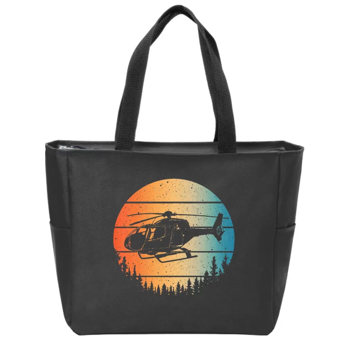 Cute Helicopter Art Aviator Helicopter Pilot Zip Tote Bag