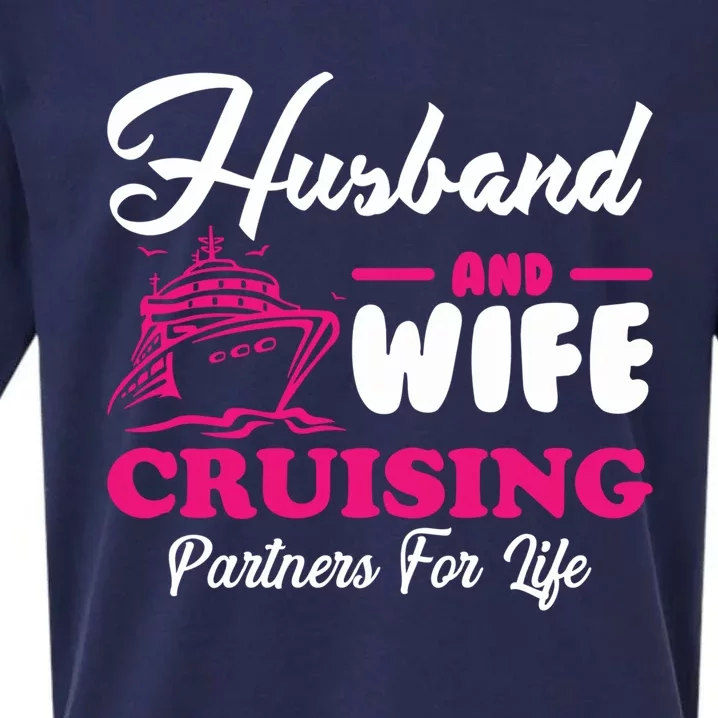 Cute Husband And Wife Cruising Partners For Life Cool Gift Sueded Cloud Jersey T-Shirt