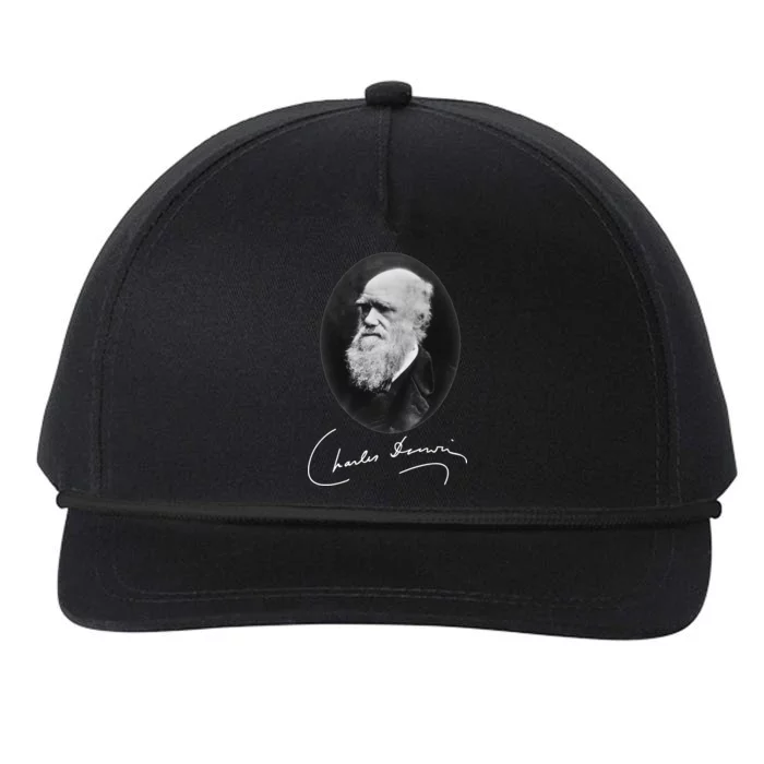 Charles Darwin Portrait Signature Evolution Atheist Science Snapback Five-Panel Rope Hat