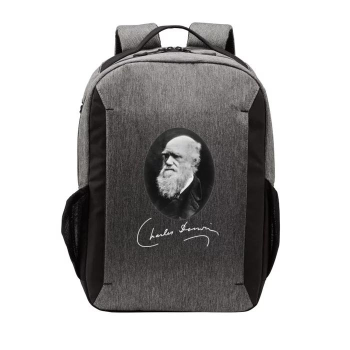 Charles Darwin Portrait Signature Evolution Atheist Science Vector Backpack