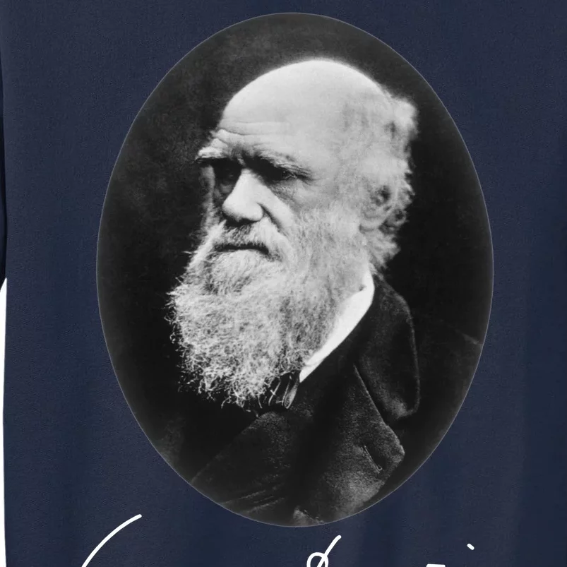 Charles Darwin Portrait Signature Evolution Atheist Science Tall Sweatshirt