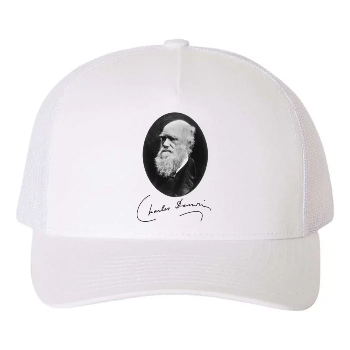 Charles Darwin Portrait Signature Evolution Atheist Science Yupoong Adult 5-Panel Trucker Hat