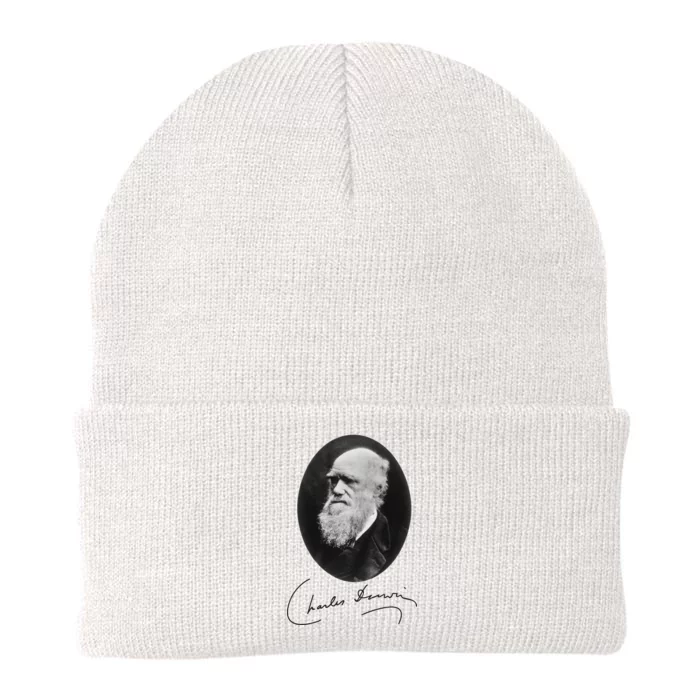 Charles Darwin Portrait Signature Evolution Atheist Science Knit Cap Winter Beanie