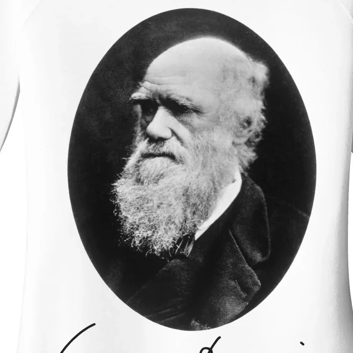 Charles Darwin Portrait Signature Evolution Atheist Science Women's Perfect Tri Tunic Long Sleeve Shirt