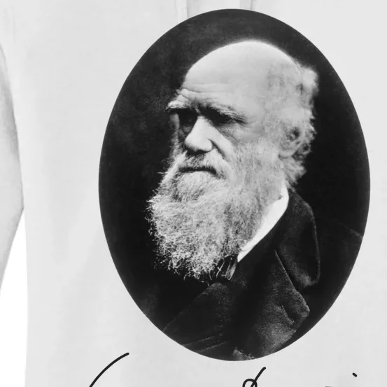 Charles Darwin Portrait Signature Evolution Atheist Science Women's Pullover Hoodie