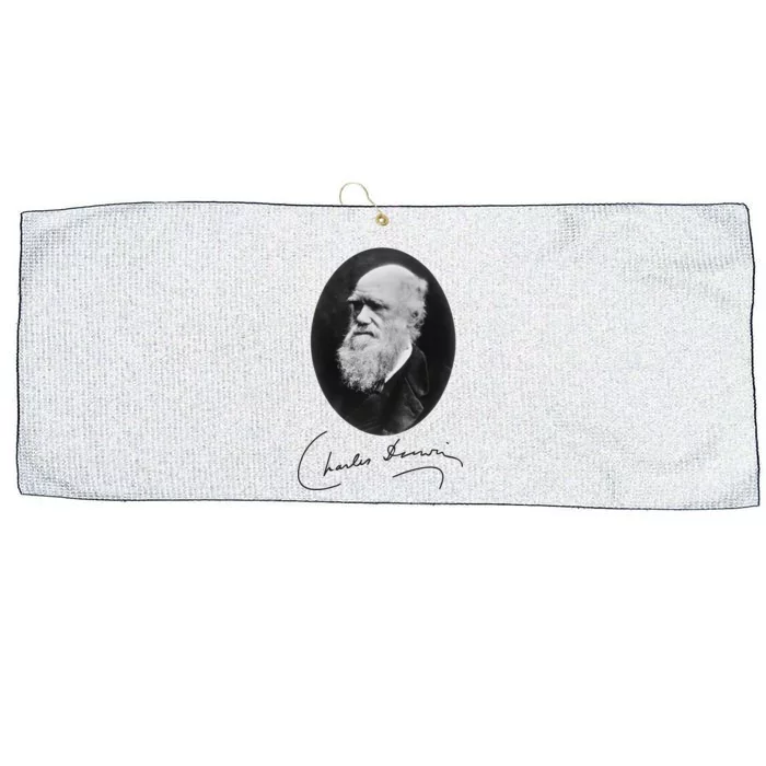 Charles Darwin Portrait Signature Evolution Atheist Science Large Microfiber Waffle Golf Towel