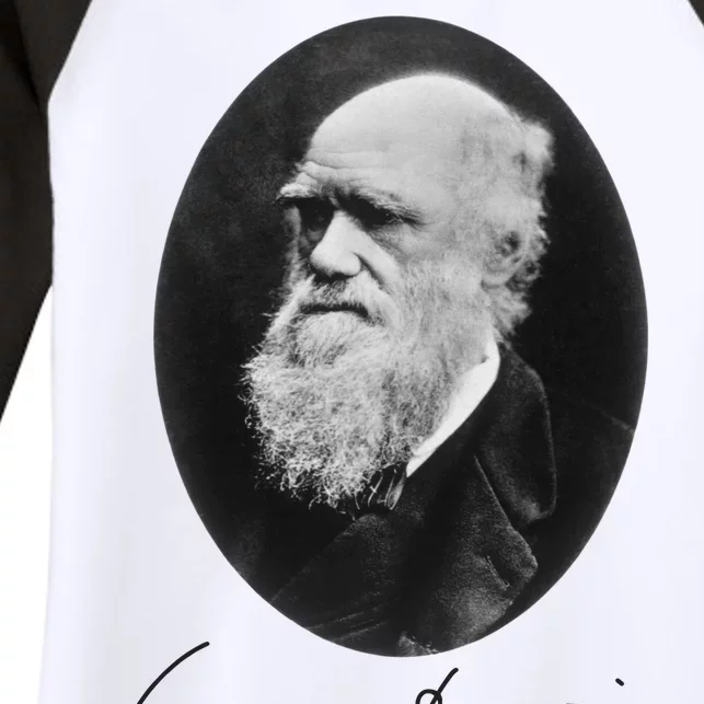 Charles Darwin Portrait Signature Evolution Atheist Science Women's Tri-Blend 3/4-Sleeve Raglan Shirt