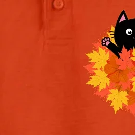 Cute Happy Black Cat Fall Autumn Leaves Dry Zone Grid Performance Polo