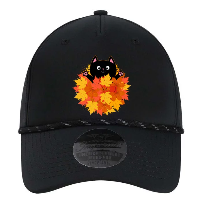 Cute Happy Black Cat Fall Autumn Leaves Performance The Dyno Cap