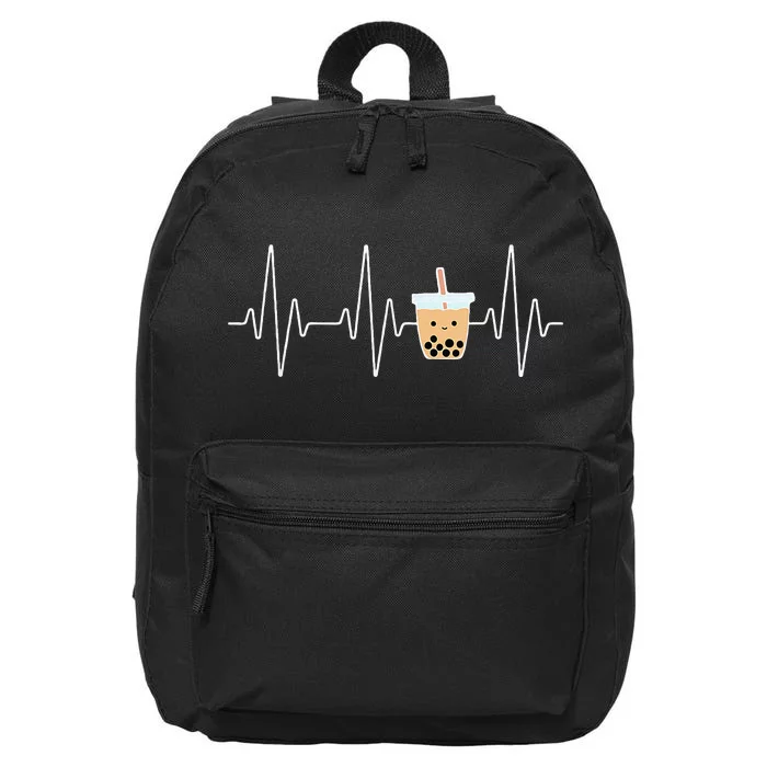 cute heartbeat bubble tea boba milk tea 16 in Basic Backpack