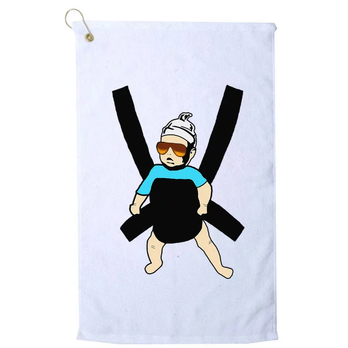 Carlos Hangover Baby with sunglasses in a strap Platinum Collection Golf Towel